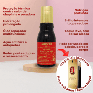 Gloss Billion Red Coiffer 80ml Finalizador Cabelo Barba e Corpo - Imagem 2